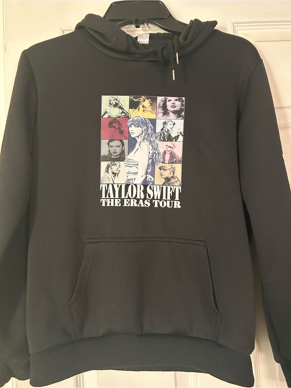 Taylor Swift Black Hoodie with Multi-Color Collage Graphic. Size 10-12